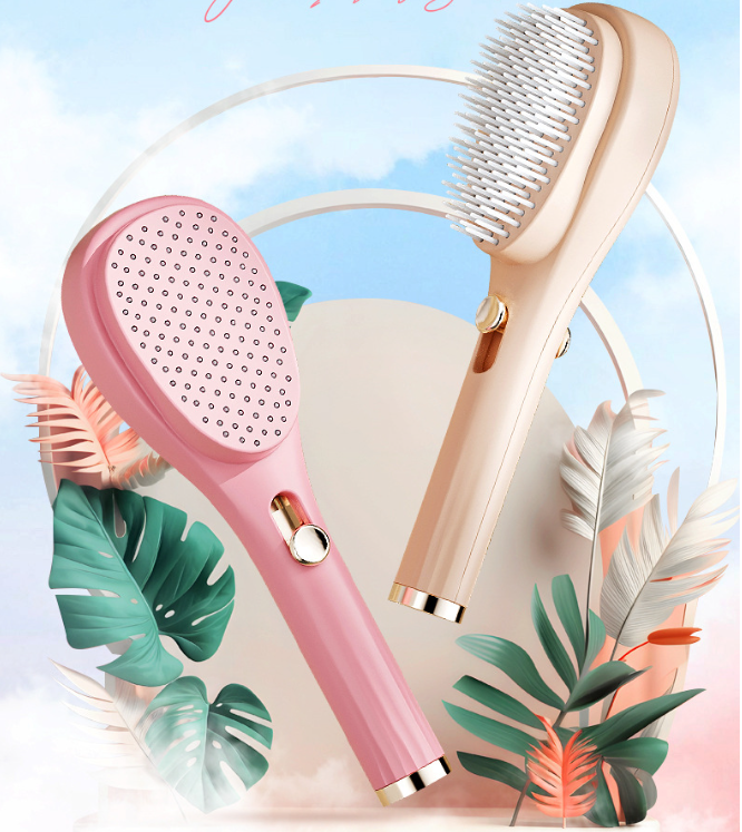 One-touch comb for cleaning broken hair, retractable anti-static comb