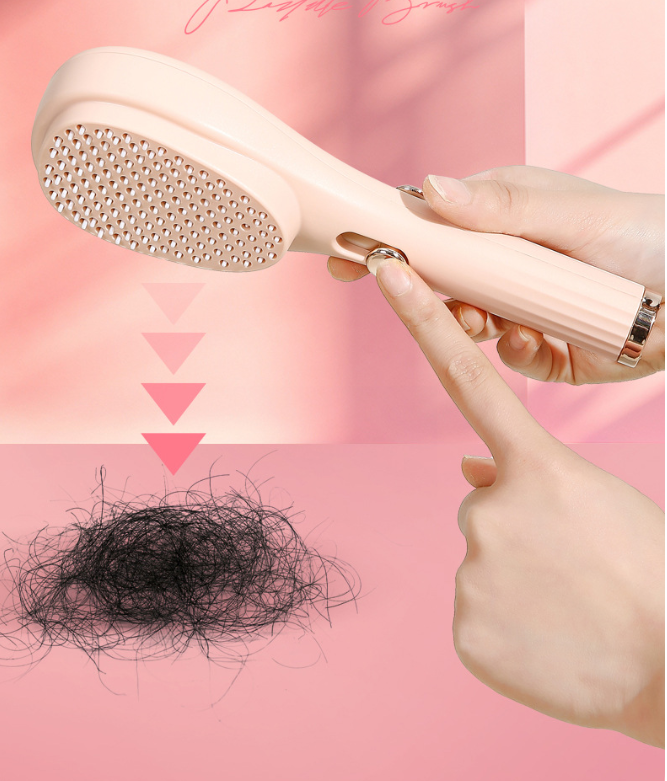 One-touch comb for cleaning broken hair, retractable anti-static comb