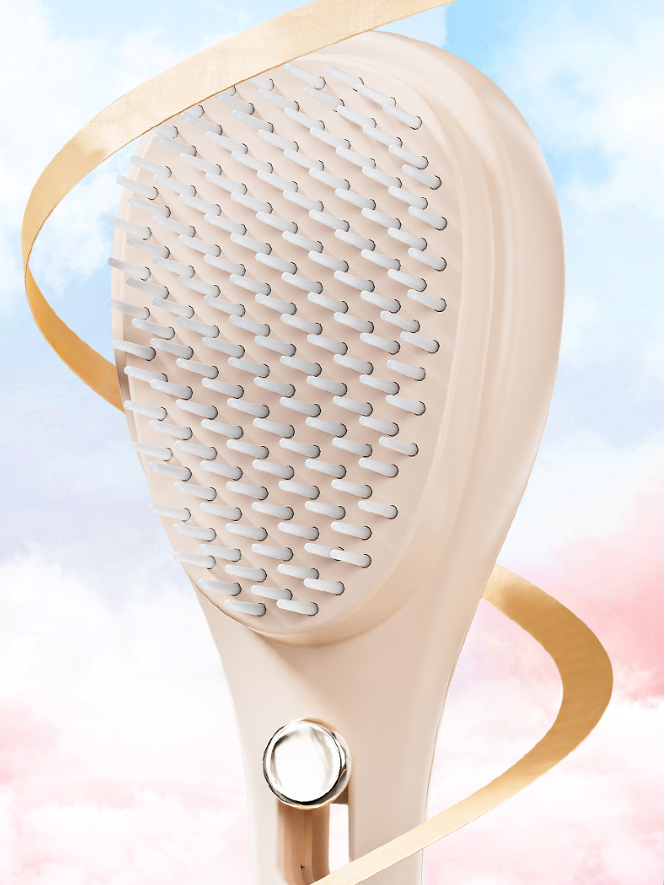 One-touch comb for cleaning broken hair, retractable anti-static comb