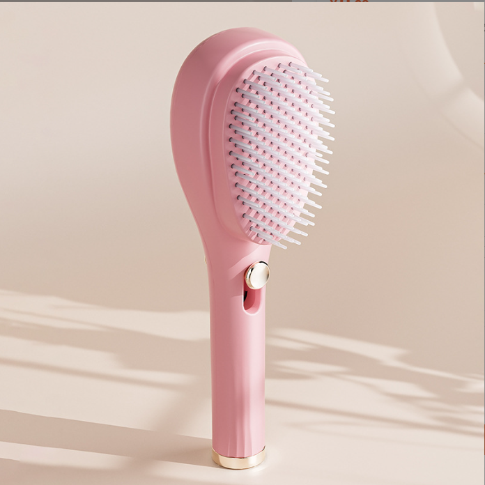 One-touch comb for cleaning broken hair, retractable anti-static comb